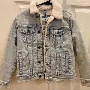 Abercrombie kids girls denim shearling jacket